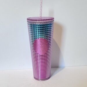 Starbucks 2020 Grid Kaleidoscope Tumbler Pink Turquoise 24‎ Oz Venti Tumbler